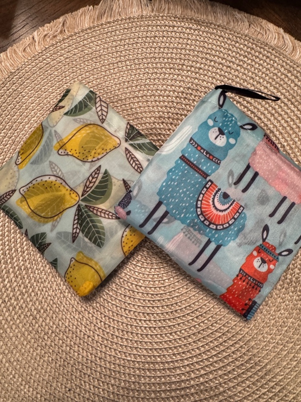 Reusable, Foldable Shopping Bags – Llama & Lemon Prints